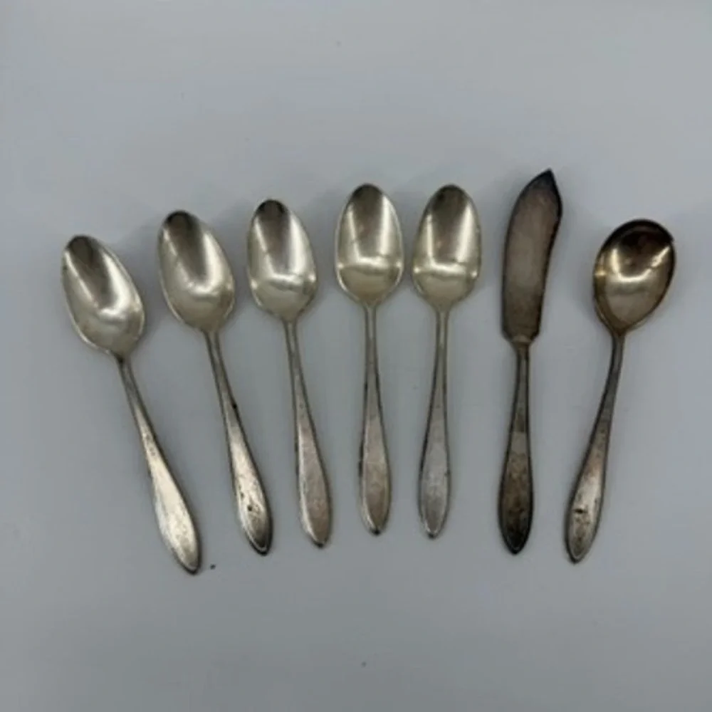 1847 Rogers Bros Argosy Silverplate Flatware Set 7pc Teaspoon Butter Knife Sugar